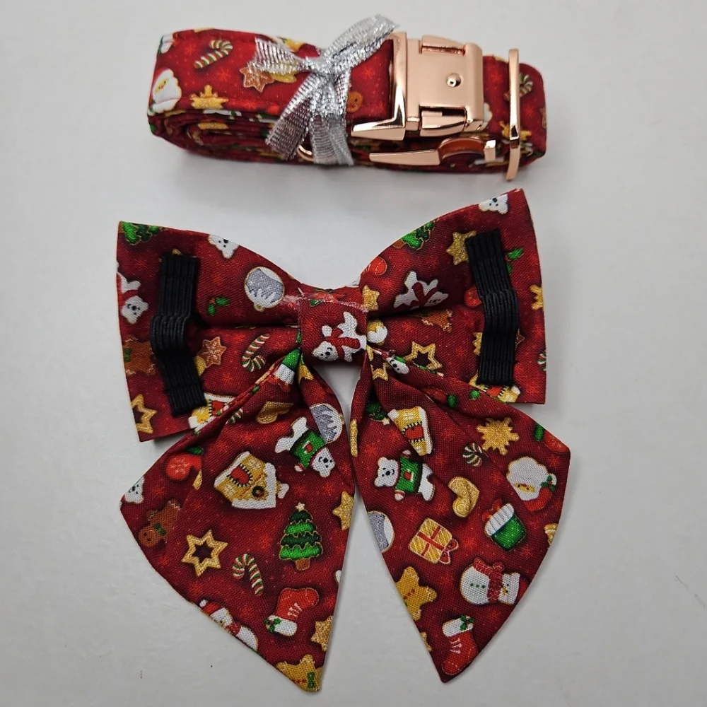 Aring Pet Dog Christmas Theme Cute Collar Collar With Bow Chic Petcore Size M